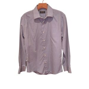 Nordstrom Mens Easy Care Trim Fit Dress Shirt Blue Cotton Long Sleeve 15 Neck